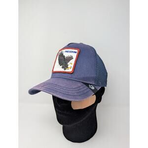 Goorin Bros The Farm The Freedom Eagle Blue Navy Trucker Hat Distressed
